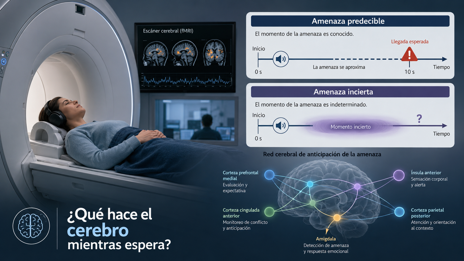 ansiedad en el cerebro durante anticipación de amenaza predecible e incierta