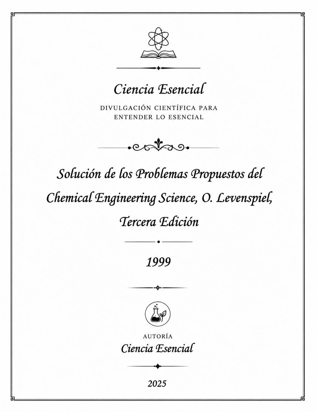 Portada del solucionario de Levenspiel
